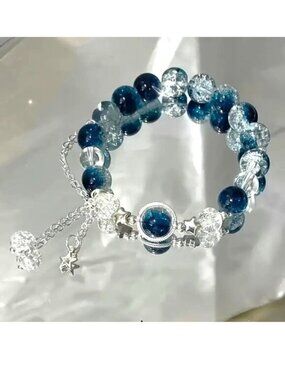 Bracelet Star Charm Stainless Beads Crystal Dangle Planet Trendy Staylish Glam